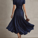 Veloura | Satenska midi haljina s retro elegancijom