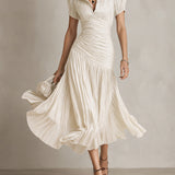 Veloura | Satenska midi haljina s retro elegancijom