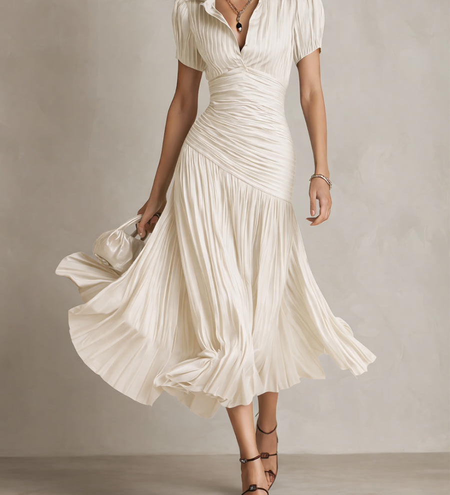 Veloura | Satenska midi haljina s retro elegancijom