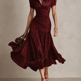Veloura | Satenska midi haljina s retro elegancijom