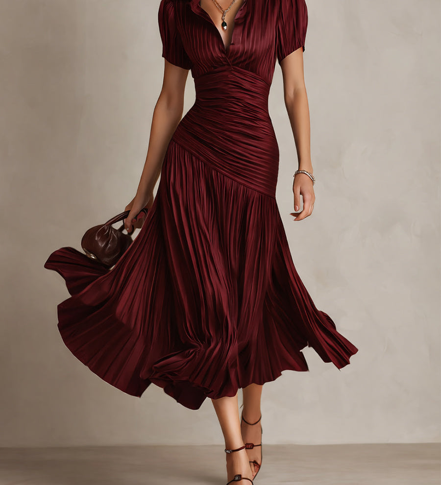 Veloura | Satenska midi haljina s retro elegancijom