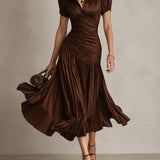 Veloura | Satenska midi haljina s retro elegancijom