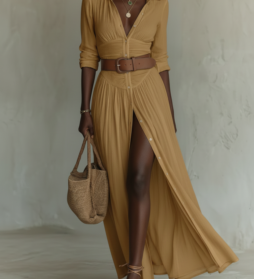 Karla | Maksikleid sa rever kragnom