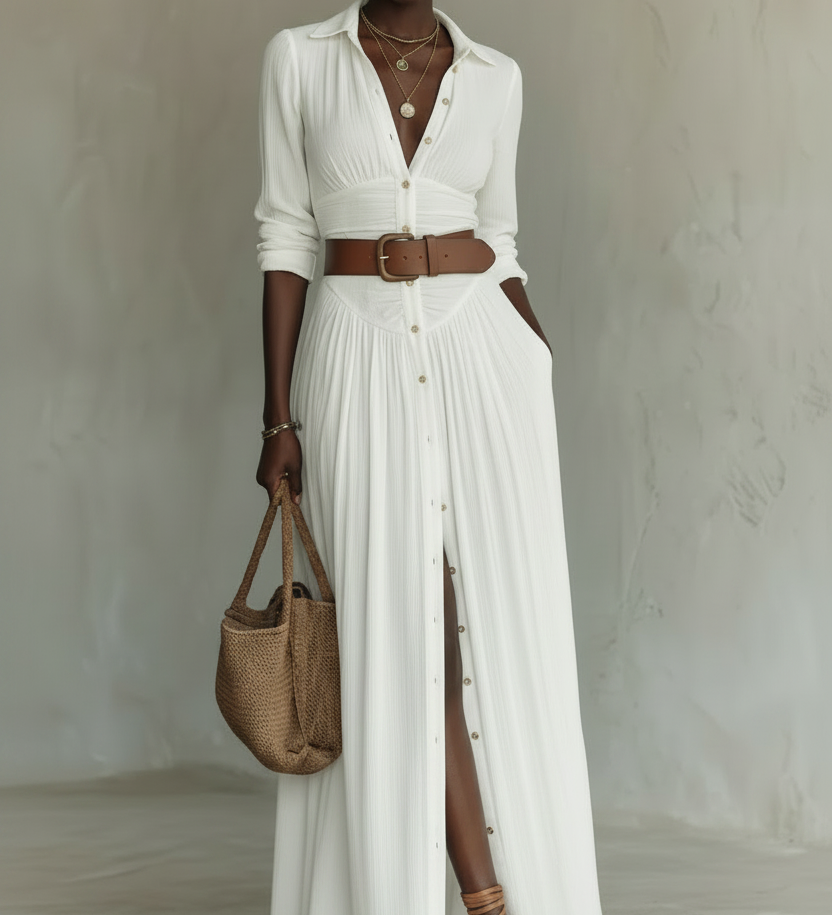 Karla | Maksikleid sa rever kragnom